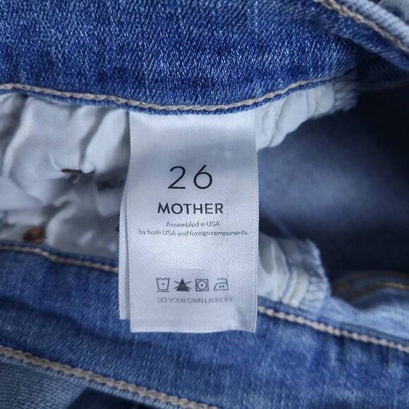 Mother Jeans High Waisted Rider Ankle Straight Size 26 Denim Blue Distressed - Picture 4 of 10
